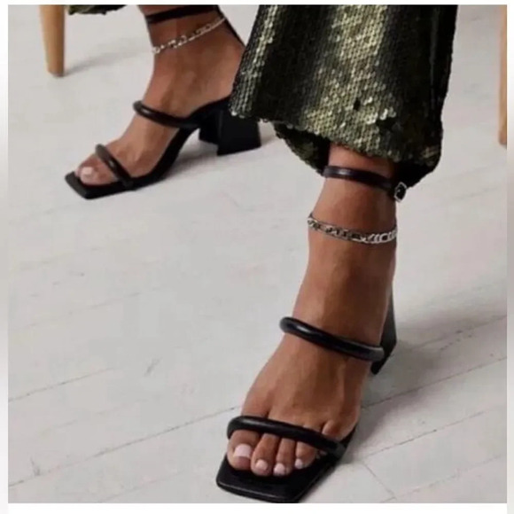 Free People Parker Chain Heel size 7.5 NEW in black womens shoes Y2K 90s - Picture 9 of 9